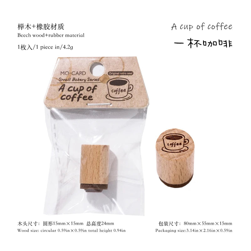 1 pc Vintage Coffee Bread Wooden Rubber Stamp Bottle Shape DIY Decor Scrapbooking Albums Wood Seal Daily Planner Stationery Qme B