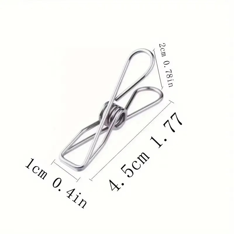 20pcs Stainless Steel Clothes Pins, Durable Clothes Pegs, Multi-Purpose Metal Wire Utility Clips For Laundry Home Kitchen Qme
