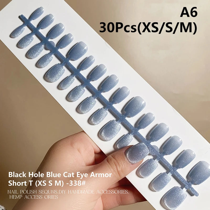 Cat Magnetic Press Nail Pretty Fake Nails Detachable Full Tips Qme A6