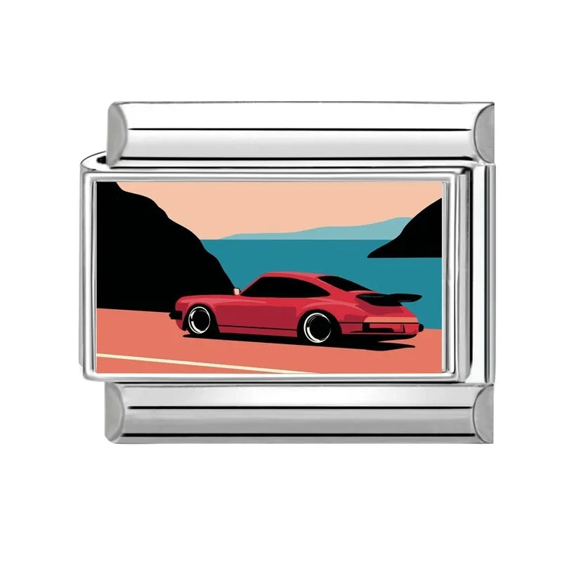 Vintage Car Fashion Classic Car Sport Car Colorful Italian Charms Fit 9mm Stainless Steel Women Bracelet DIY Jewelry Gift 2026 Qme Style 3