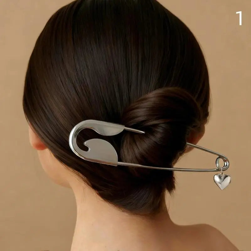 Giant Safety Pin Hair Clip Large Metal Clips Barrettes Women Girls Qme 1