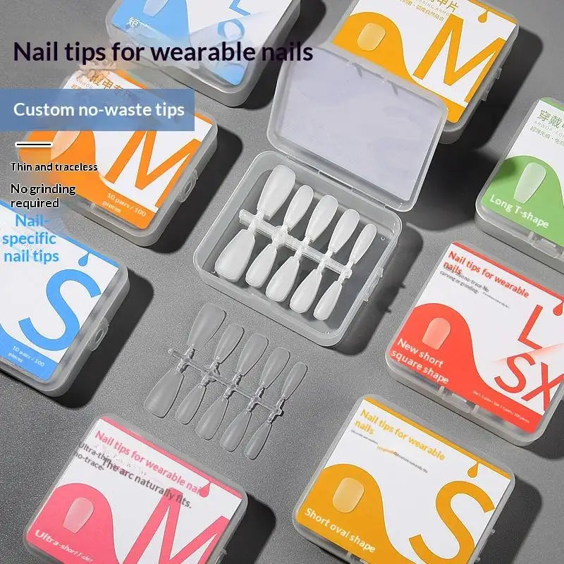 Box Nails Tips Coffin French Full Cover Medium Short NO Polishing Qme