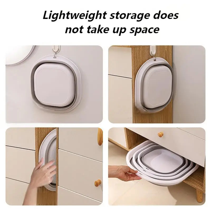 Home Clean Large Foldable Portable Plastic Compression Washbasin, Suitable For Home, Travel Laundry, Washing Vegetables Qme