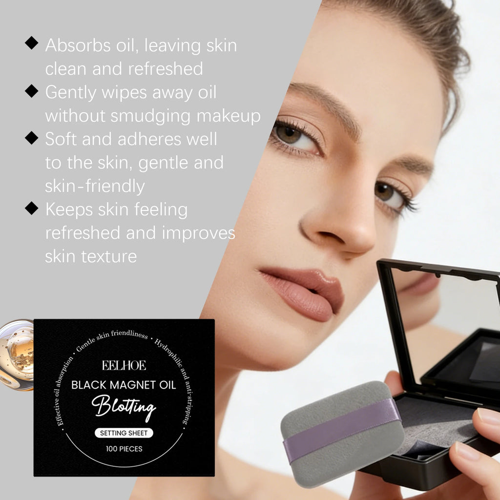 Facial Oil Blotting Paper With Mirror Oil Absorbing Refreshes Skin Makeup Protection Portable for Face Shine Control Daily Use Qme