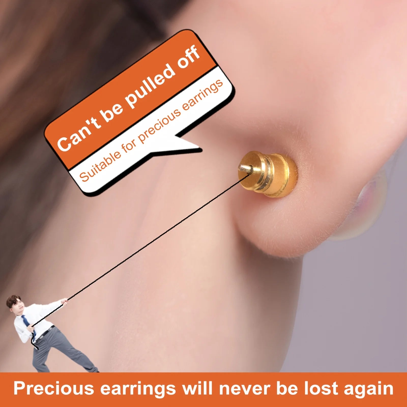 2pcs Hypoallergenic Locking Earring Backs, Secure Stud Backs for 0.6-0.8Mm Posts, Suitable for Droopy Ears, Jewelry Making Qme