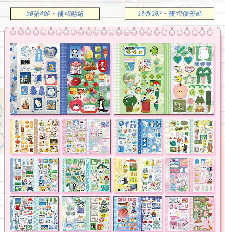 30 Sheets/book Cute Cartoon Pattern Instagram Hand account Scrapbook Sticker Diary Decoration Creation Stationery Stickers book Qme C