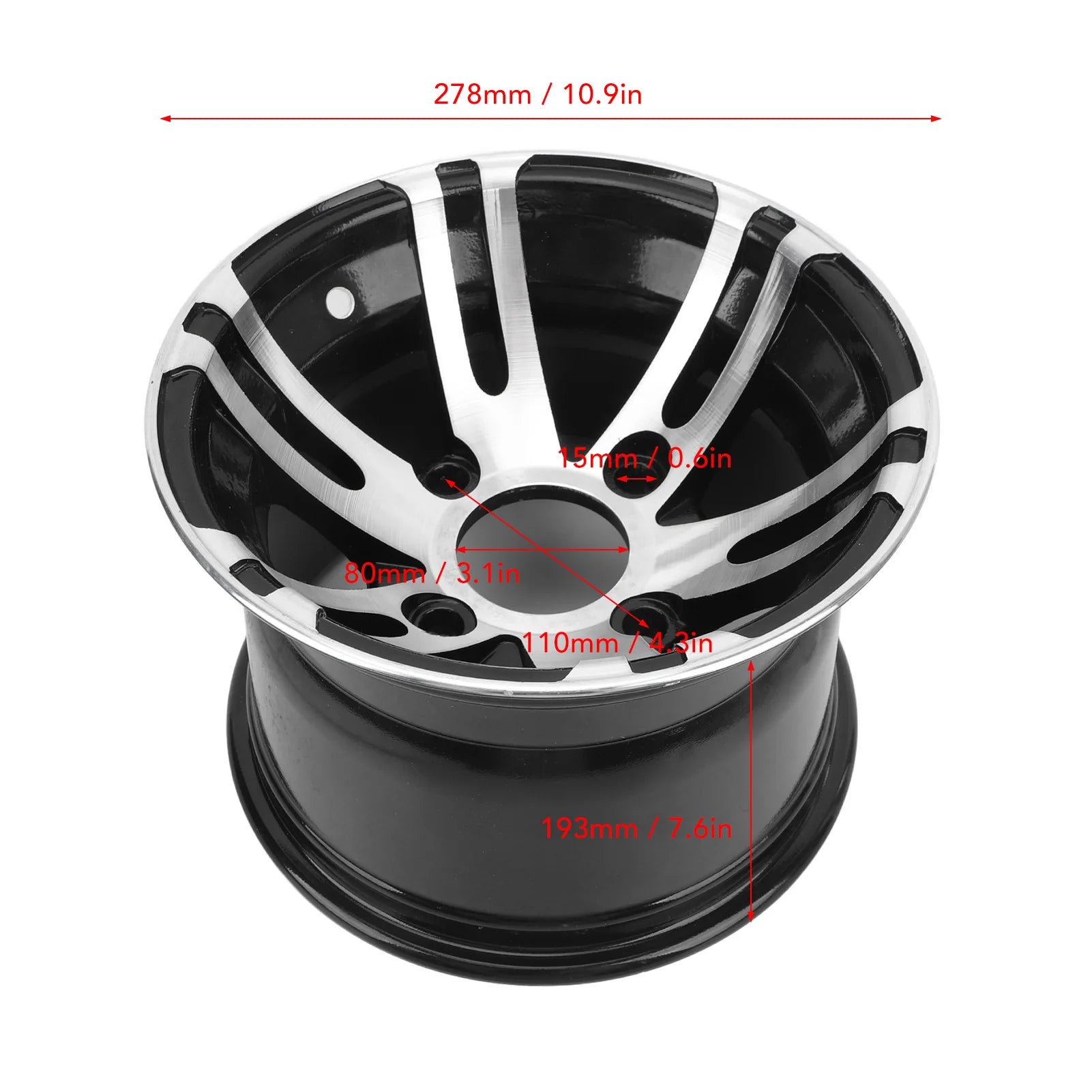 ATV Aluminum Alloy Rim 10 Inch ATV Wheel Rim High Strength ATV Aluminum Alloy Rim for Go Karts Cart ATV Wheel Rim Qme rear