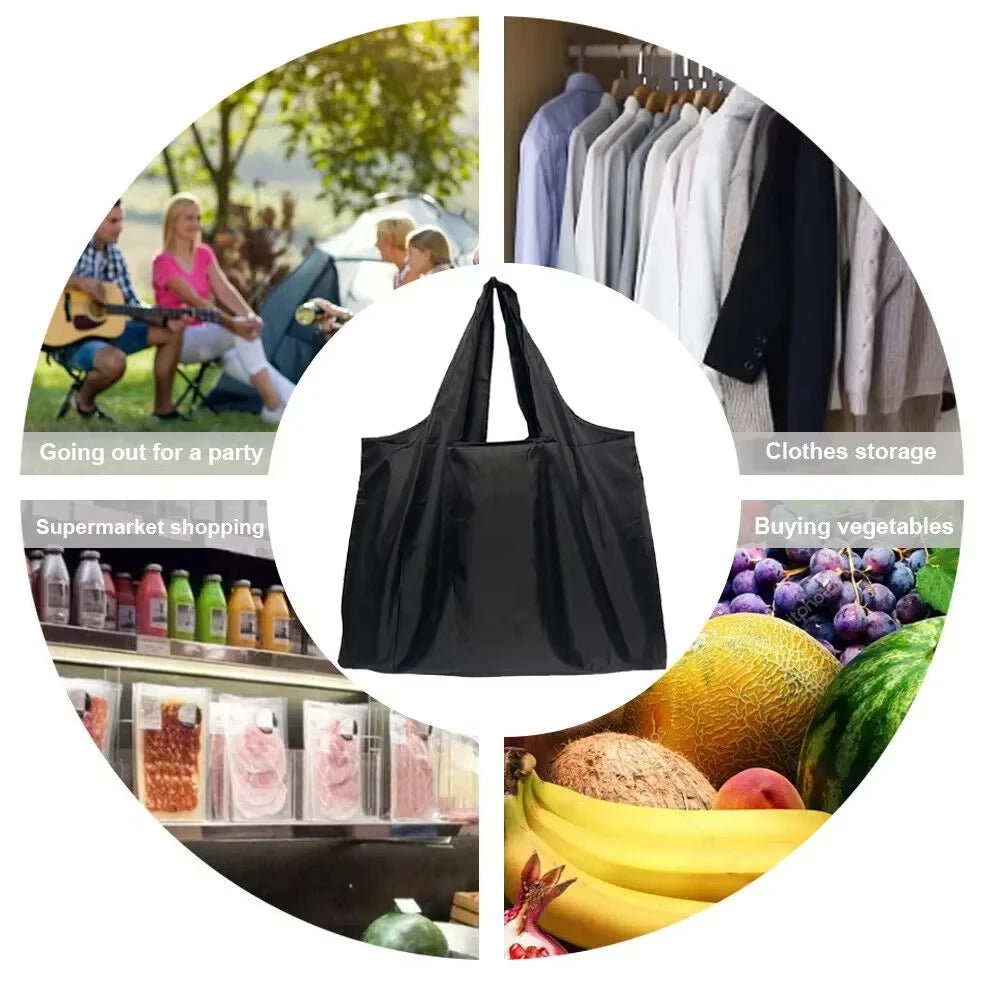Women Large Capacity Folding Shopping Bag Big Size Portable Grocery Organizer Reusable Nylon Shoulder Handbags Tote Bag Qme
