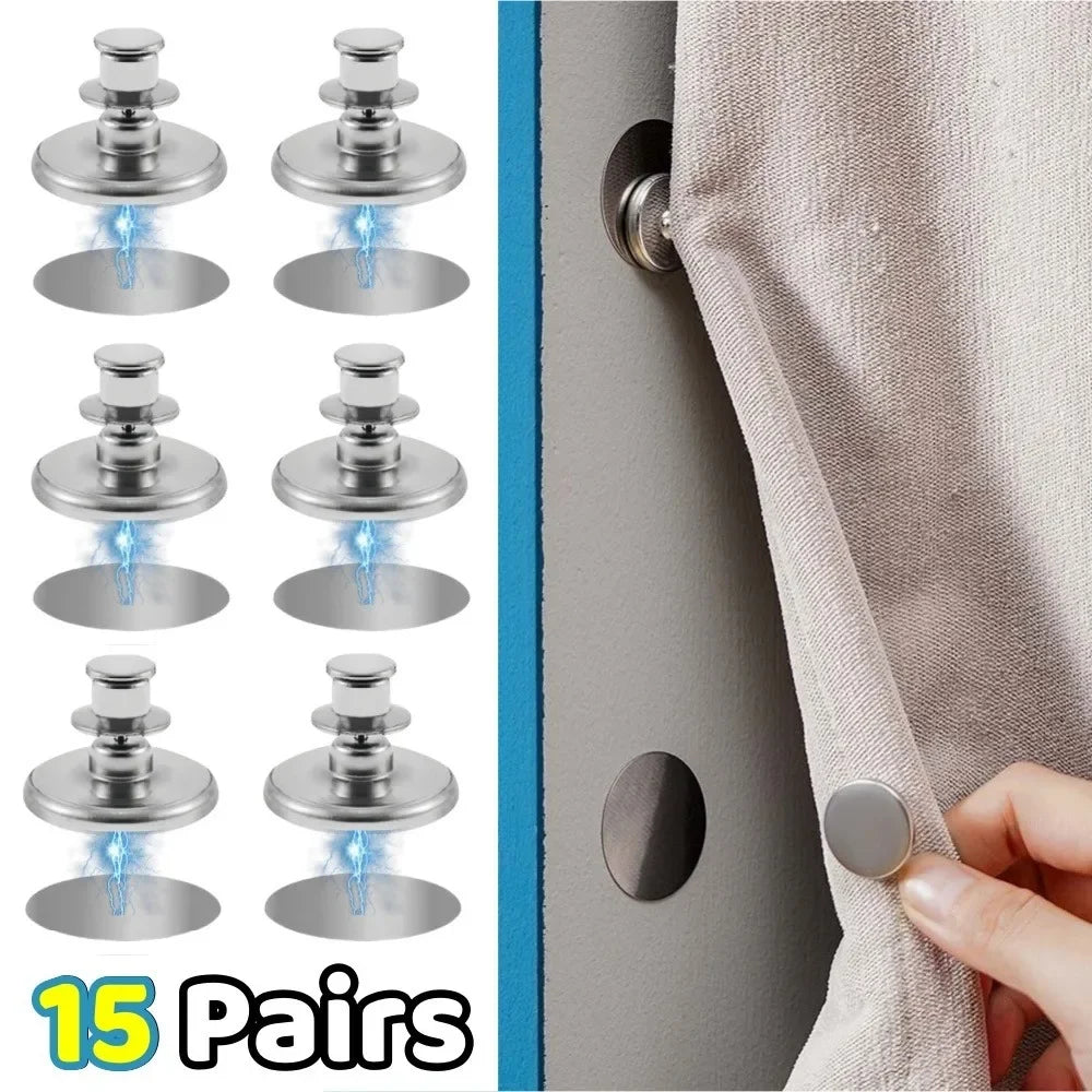 15Pairs Curtain Magnetic Buckle Detachable Curtain Magnet Buckle Suitable for Curtains - Install Wall Monted Magnetic Buckle Qme