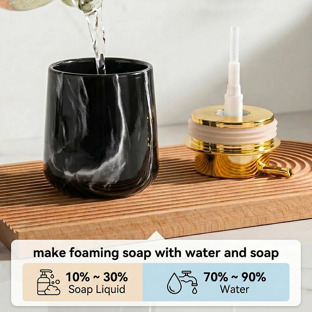 Luxury Marble Pattern Foaming Soap Dispenser Refillable Hand Soap Pump Bottle for Bathroom Kitchen Hand Washer Container Home Qme