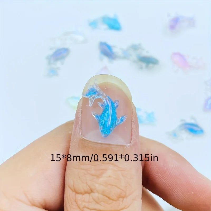 100Pcs/300pcs Mini Goldfish Resin Statue - Color Mixed, Nail Art Accessories, Perfect Jewelry and Accessories DIY Nail Art Acces Qme