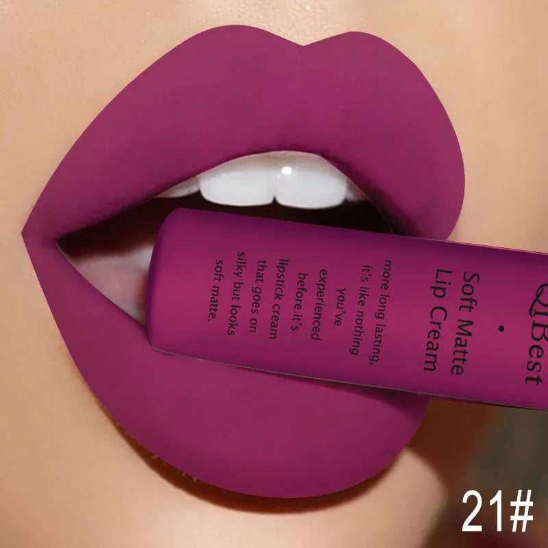 Hot Velvet Matte Nude Lip Gloss Sexy Long Lasting Non-stick Cup Nude Red Liquid Lipstick Waterproof Make-up for Women Cosmetic Qme 21