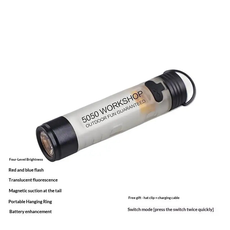 Pocket Mini Flashlight Outdoor Key Clip Cap Ambient Led Long Qme White