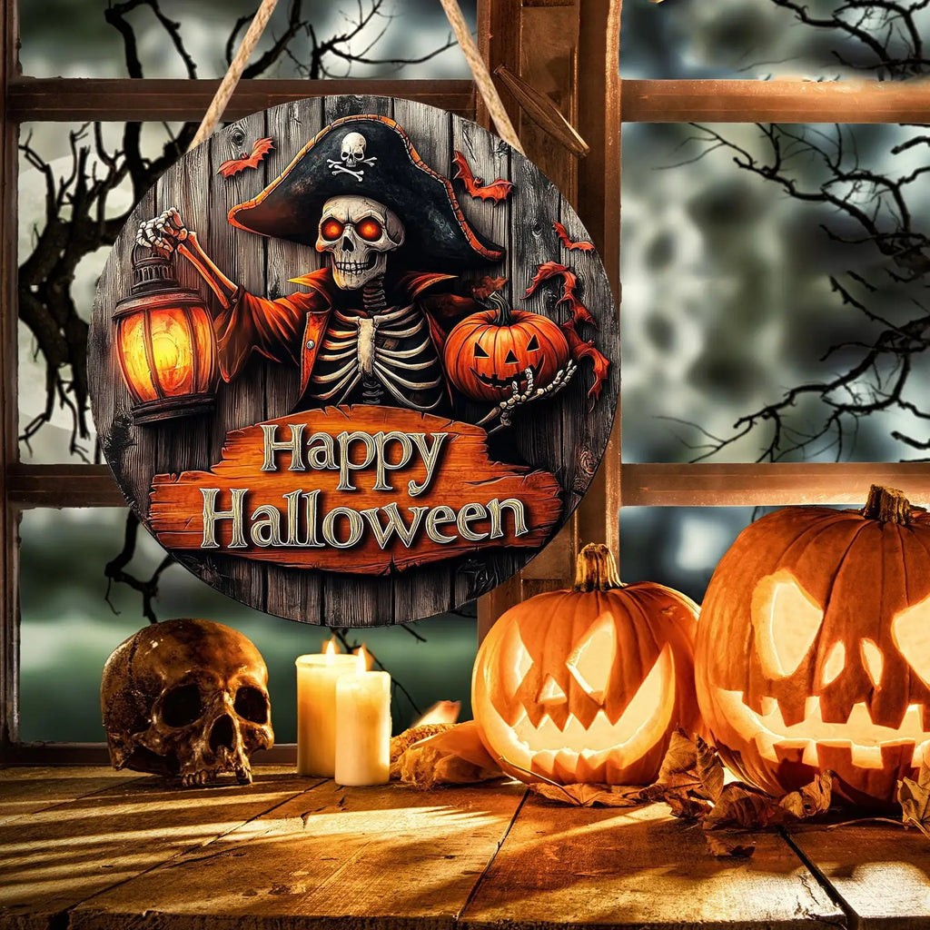 Halloween Door Sign 2D Happy Wood Pirate Captain Haunted House Qme