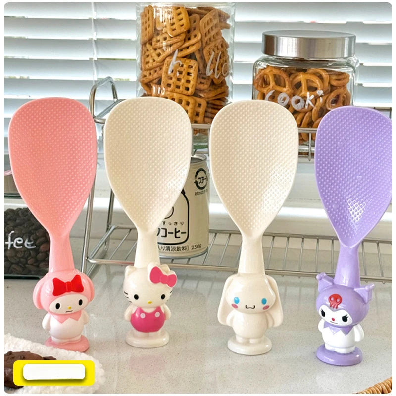 Kuroomi Creative Cartoon Household Spoon Plastic PP Non-Stick Rice Spoon That Stands Upright Qme