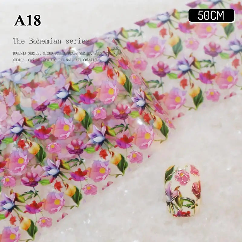 4 Rose Flower Nail Transfer Foils Paper DIY Art Sliders Salon Use Qme A18