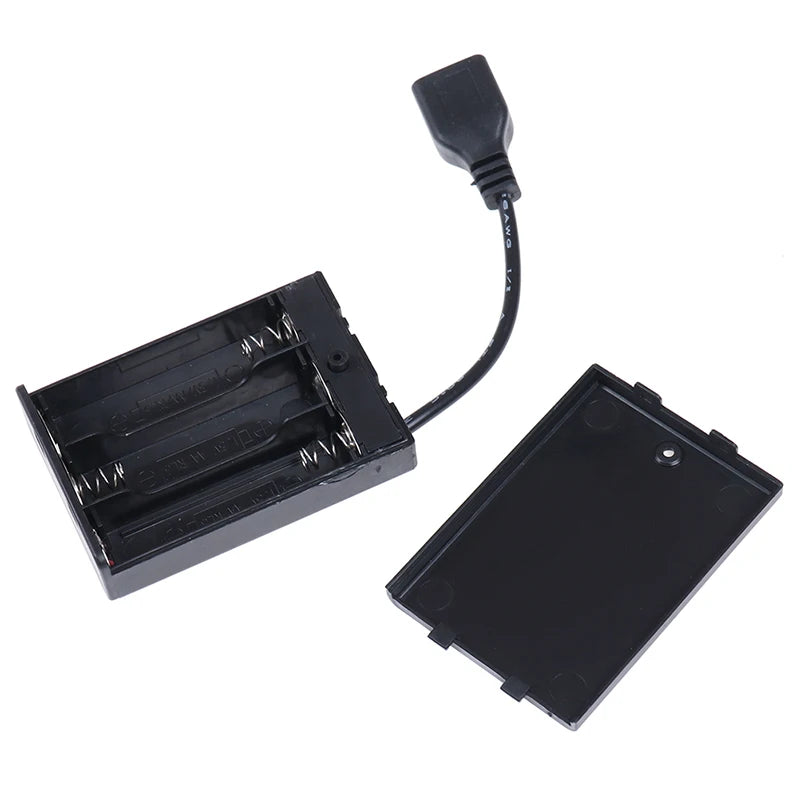 DC4 5V Portable Mini AA Battery Holder Storage Box Case USB Power Qme