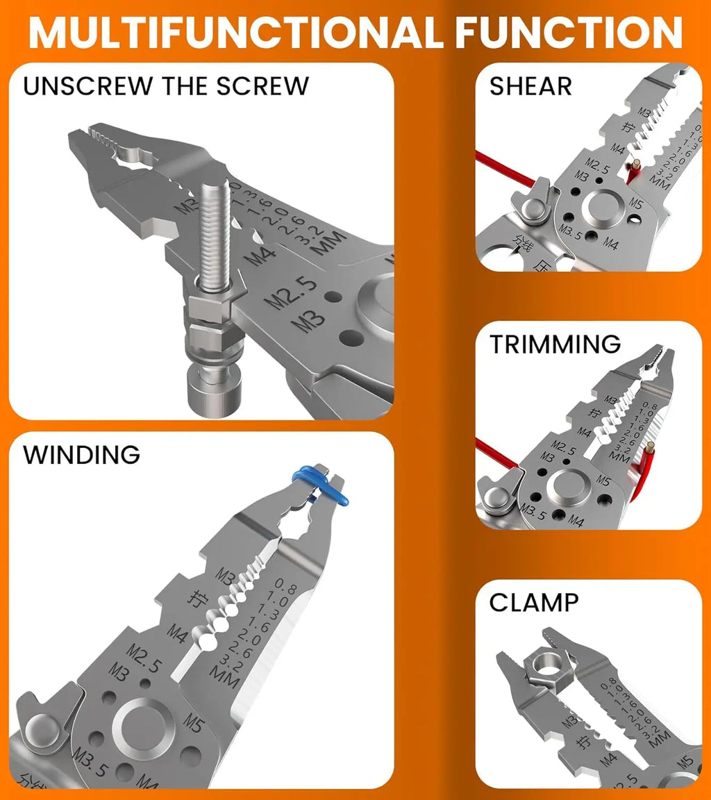 Multifunctional Wire Stripper Crimper Cable Cutter Plier Electrical Wire Stripping Tool, Self Adjusting Wire Stripper Crimping Qme