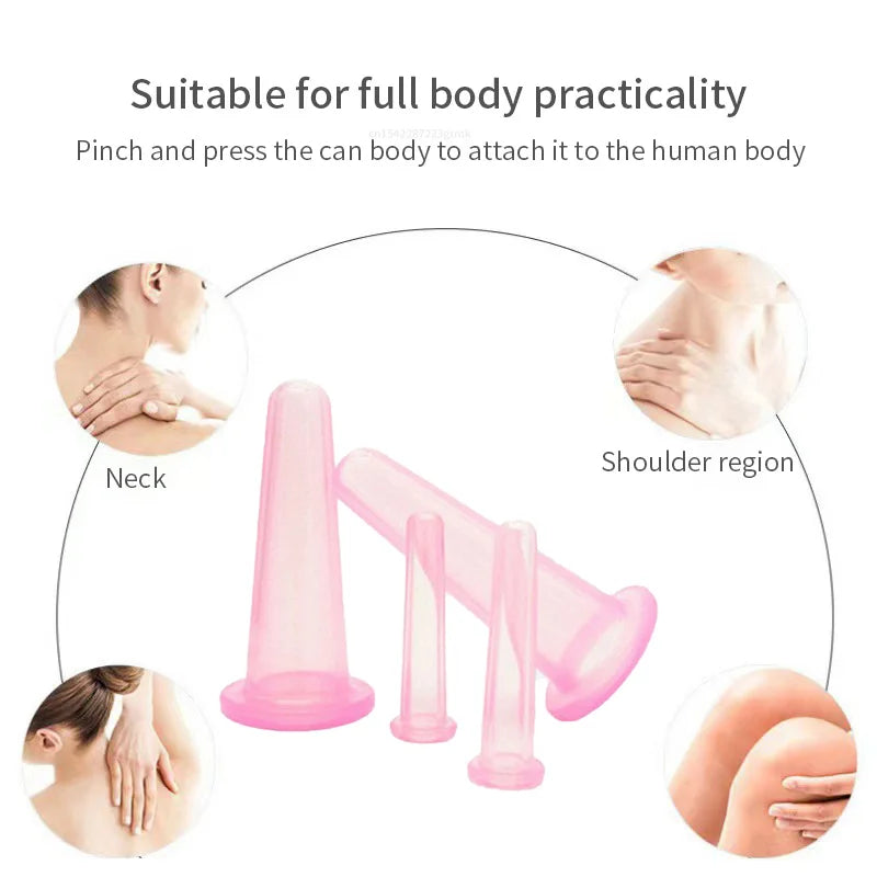 Silicone Vacuum Cupping Massage Jars Anti Cellulite Facial Suction Qme
