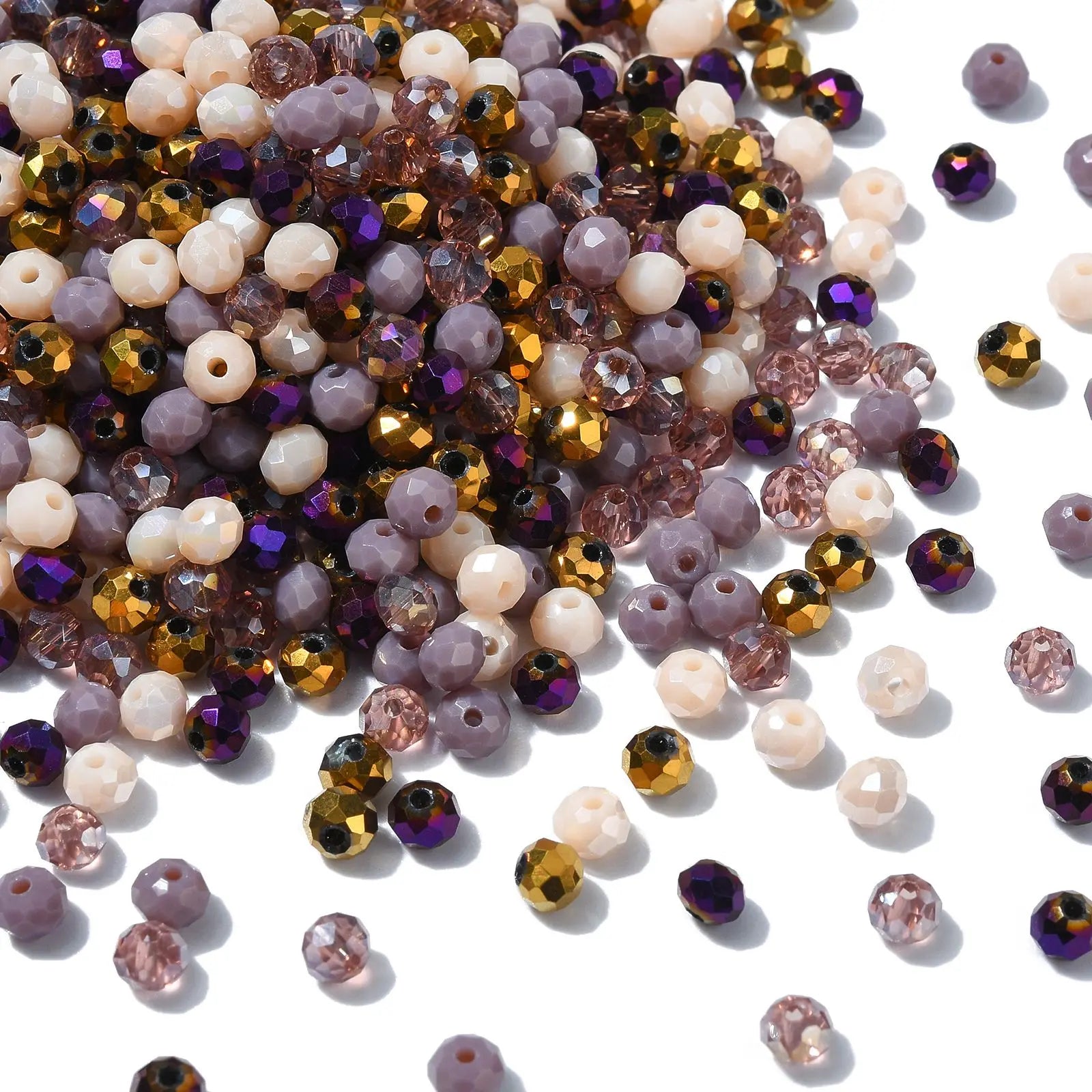 PandaHall 500Pcs 4mm Pink Glass Beads Kit Pink Series Crystal Faceted Rondelle Spacer Beads Bulk for Bracelets Jewelry Maki Qme Brown
