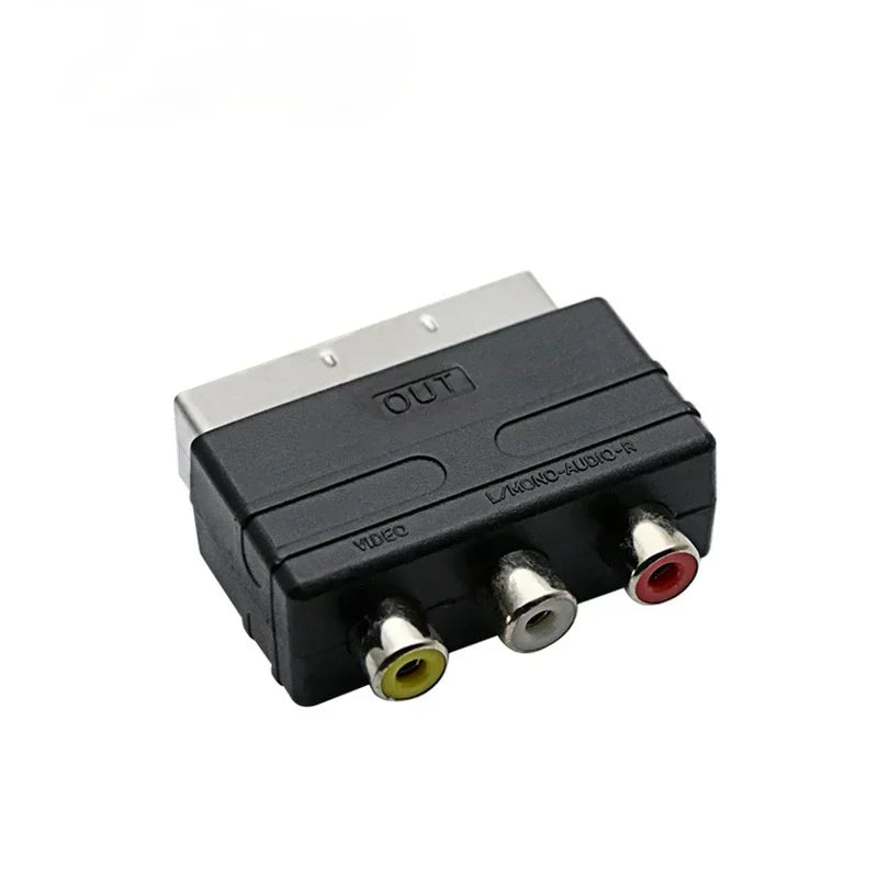 21PIN SCART Male TO 3RCA JACKS INPUT AV Adapter Adaptor Converter for TV DVD VCR Game Player NES SNES Qme 1 set