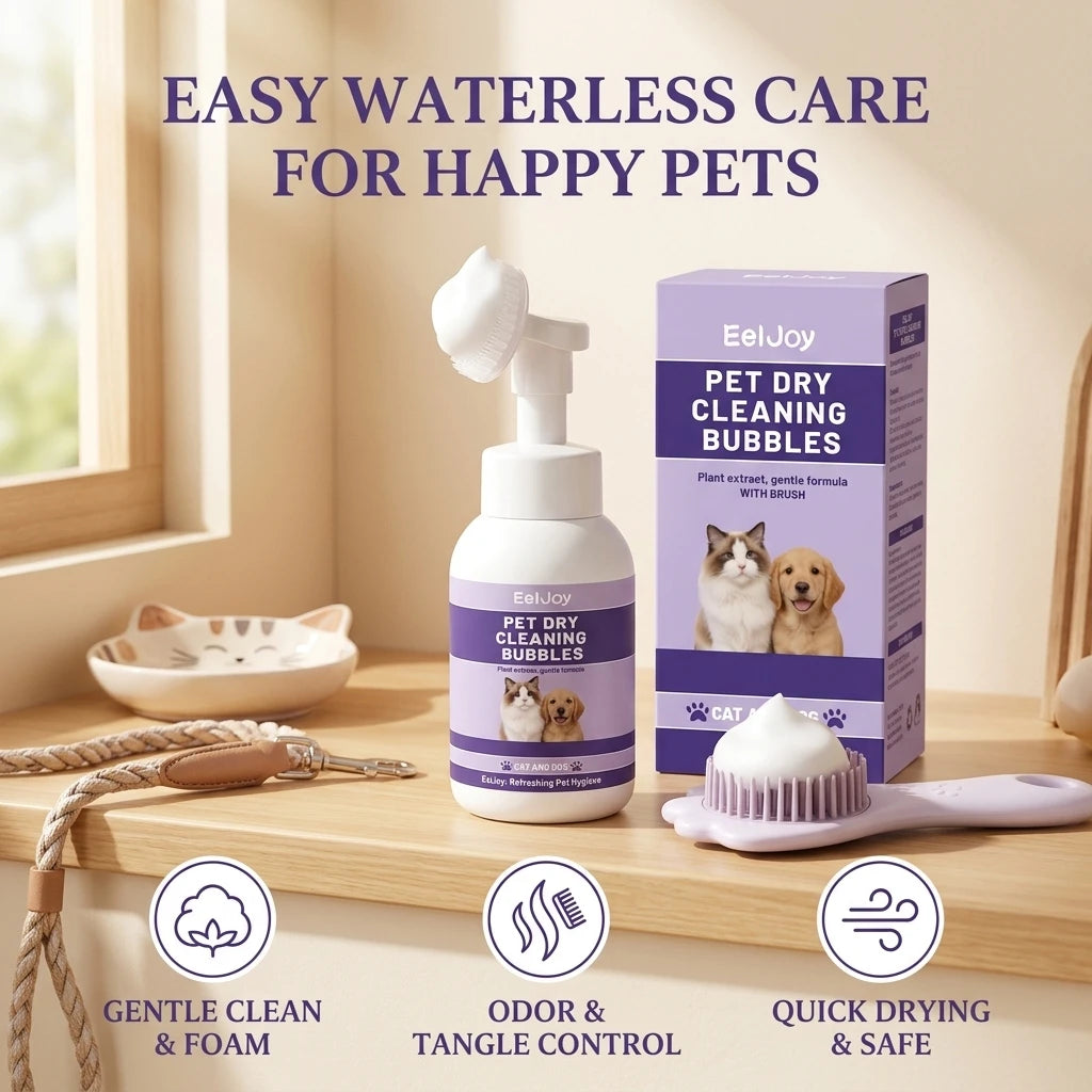 Pet Dry Cleaning Bubble Shampoo Kit Removing Stains Soothing Hair Eliminate Odor Long-Lasting Fragrance Dogs & Cats Foam Shampoo Qme