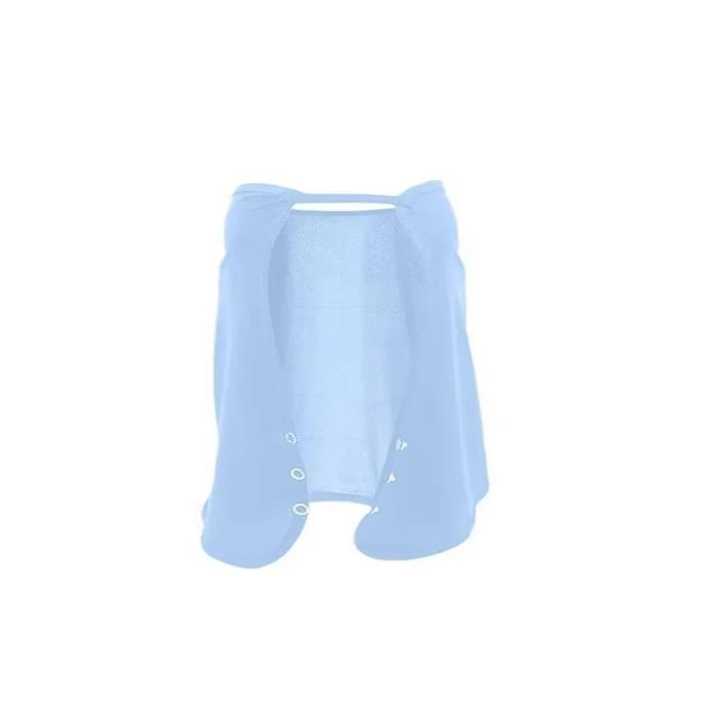 Breathable Solid Color Ice Silk Sunscreen Mask Quick Drying Scarves Cycling Scarf Neck Protector Shawl Face Veil Cycling Qme Blue-Short-
