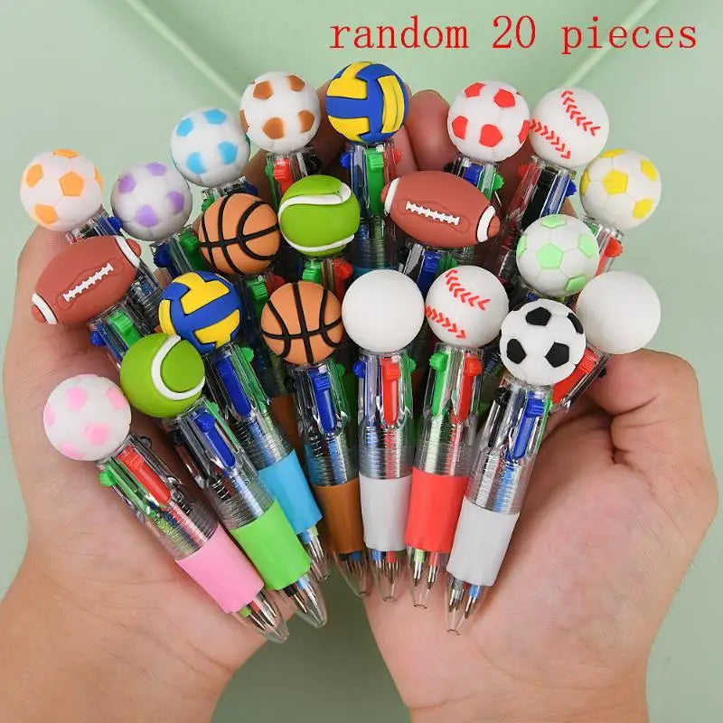Football Basketball Four Ballpoint Pens Multicolor Ink School Office Qme A1 20 pieces