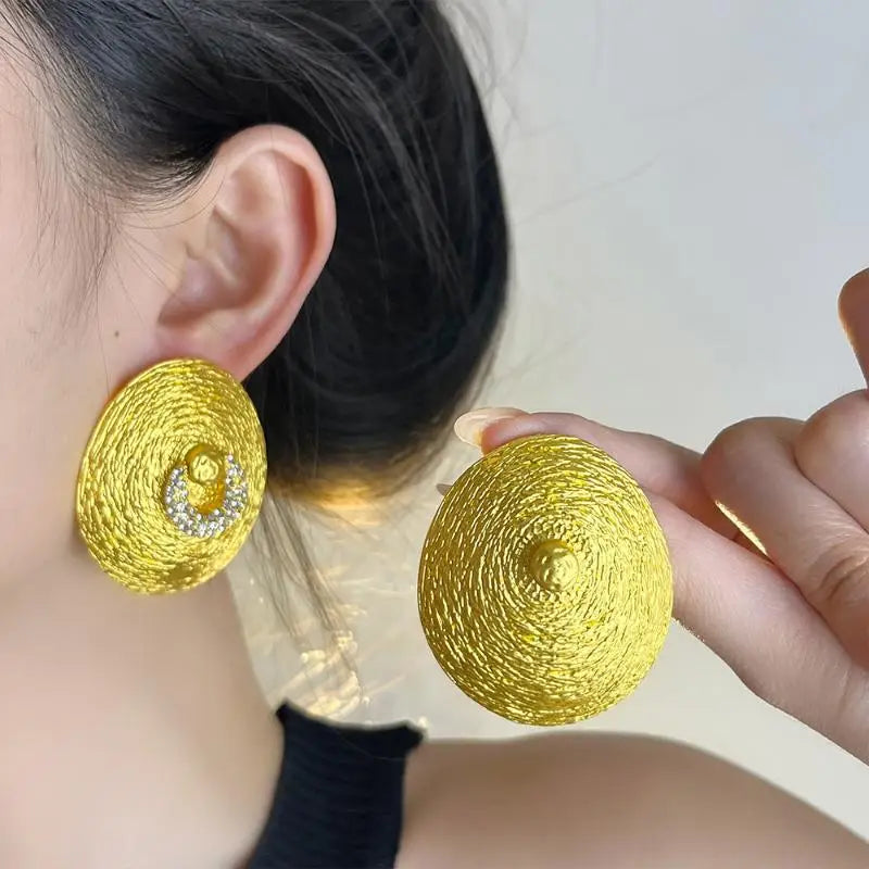 Retro Baroque Style Metal Oval Shaped Dangle Earrings Ring For Women Fashion Jewelry Gift Accessories Qme