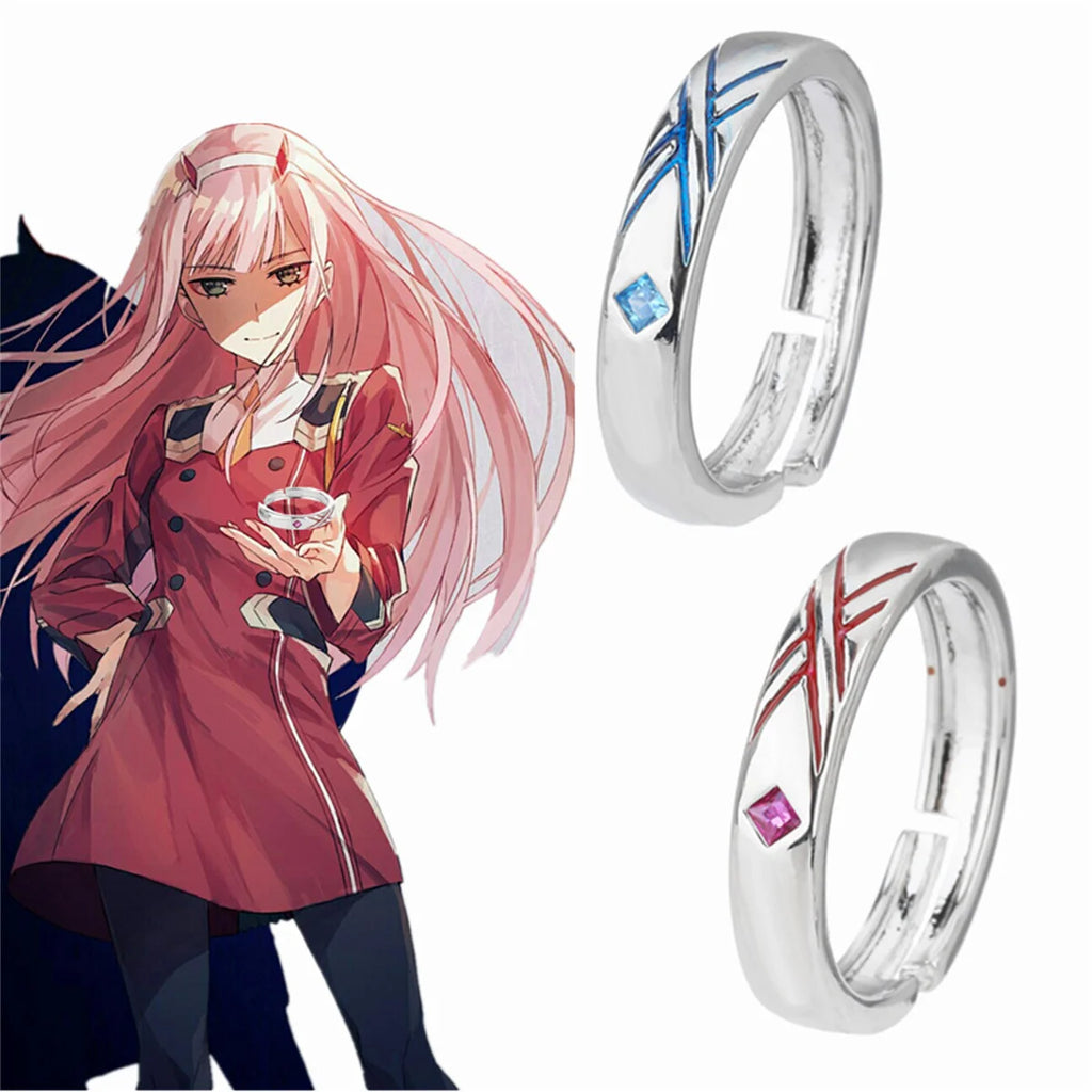 Anime Darling In The Franxx Ring HIRO ZERO TWO Cosplay Adjustable Unisex Couple Lover Rings Jewelry Gift Cosplay Props Accessory Qme