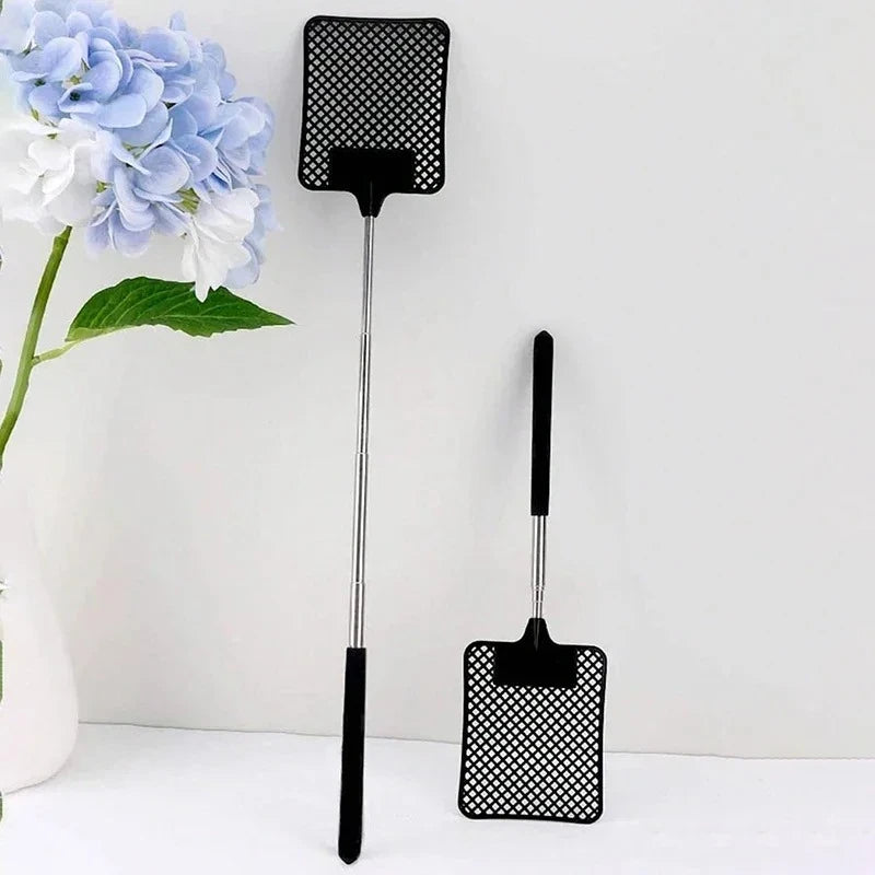 1 Pack Of Black Creative Fly Swatter Mosquito Swatter Stainless Steel Expansion Design Fly Repellent Supplies Qme