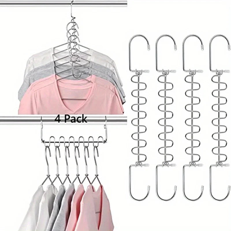 Maximize, Organize & Save Space: 2/4pcs Stainless Steel Cascading Hangers, 12 Slots - Perfect for Efficient Closet Organization Qme 4pcs