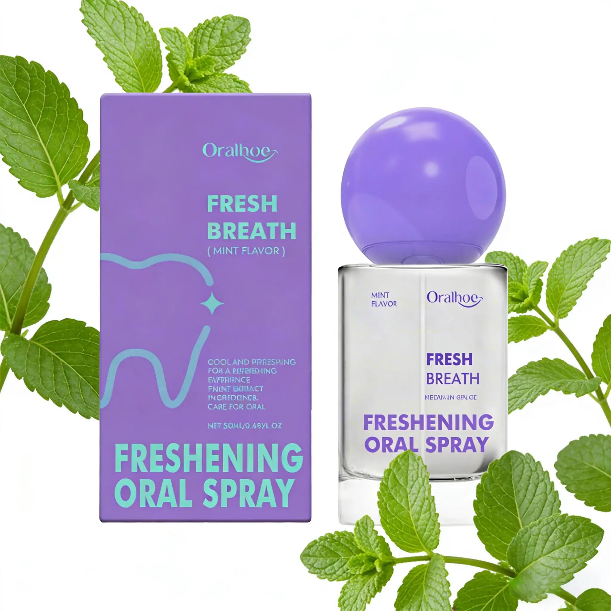 Portable Breath Freshener Spray Mint Flavor Teeth Cleaning Long-Lasting Freshening Bad Odor Removal Oral Care Product for Adults Qme