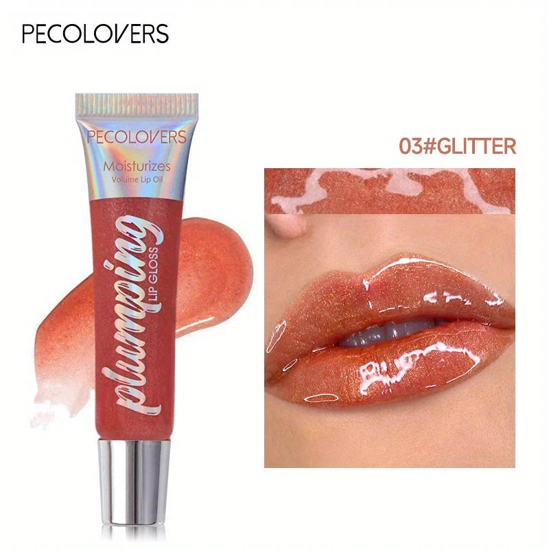 Shimmer Lip Oil Tinted For Fuller Lip Effect, Collagen Lip Gloss, Moisturizing Lip Care Extreme Volume Lip Essence Lips Enhancer Qme 03