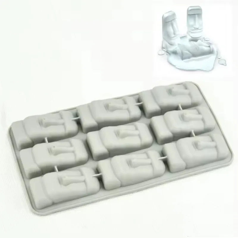 Moai Stone Face Silicone Ice Cube Mold Mini DIY Ice Tray For Whiskey Cocktail Chocolate Cake Baking Summer Kitchen Gadget Qme