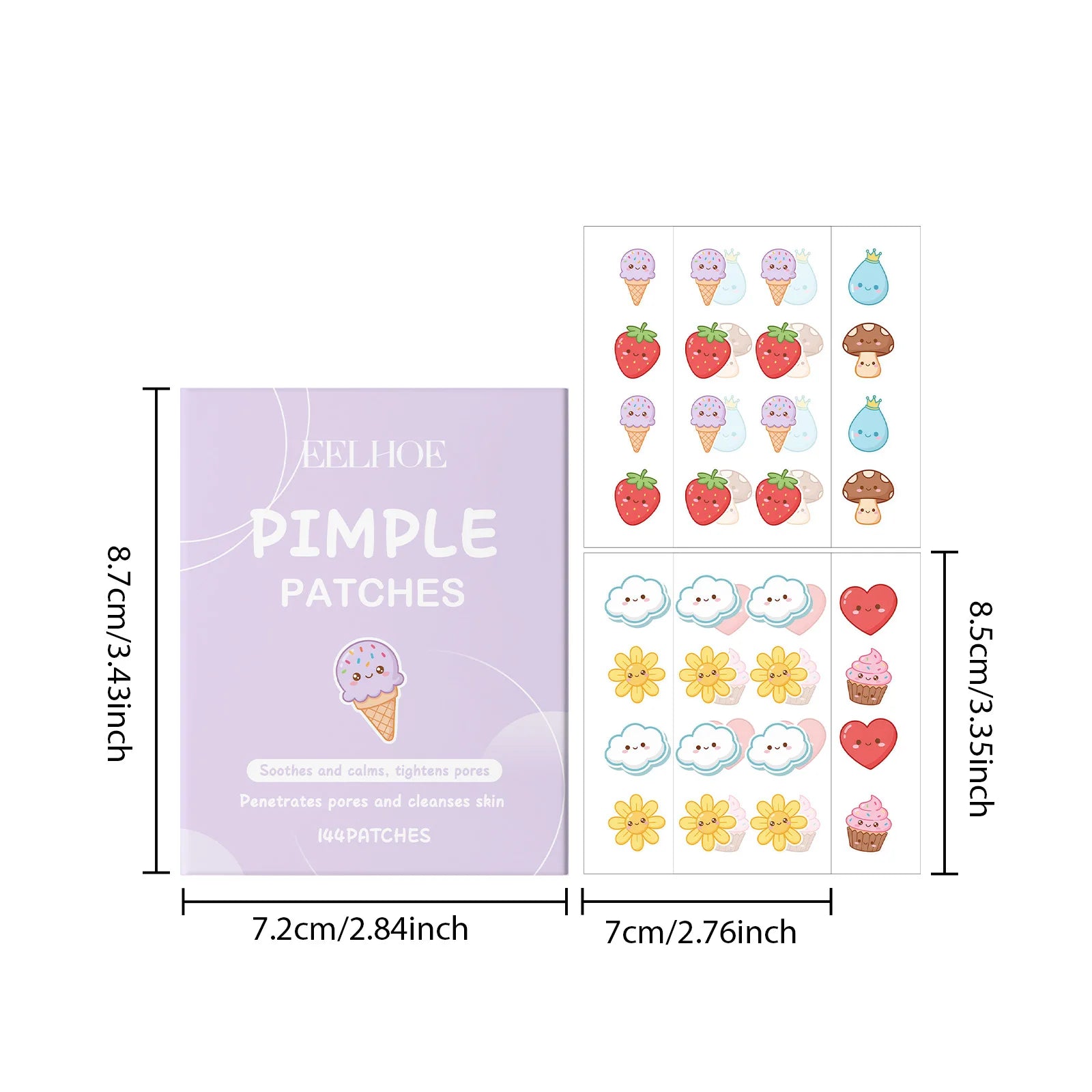 144pcs Cartoon Salicylic Acid Acne Patches Hydrocolloid Pimple Patches Invisible Facial Concealer Acne Patch Soothe Face Skin Qme 144pcs Boxed