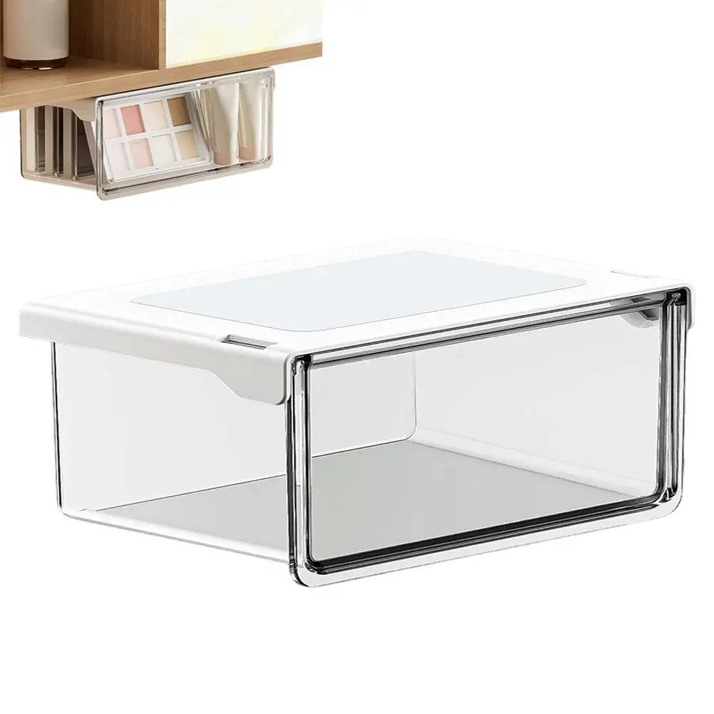 Plastic Drawer Style Storage Box Self Adhesive Large Capacity Makeup Storage Container Transparent Space Saving ﻿ Qme L
