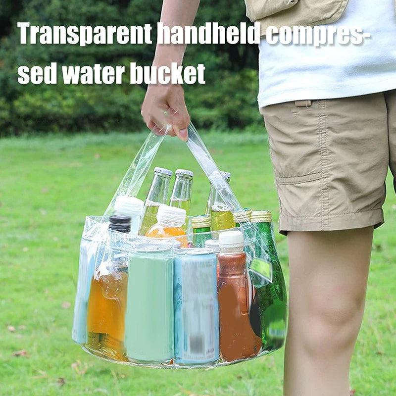 Foldable Transparent Bucket Picnic Fruit Basket Portable Clear Water Qme