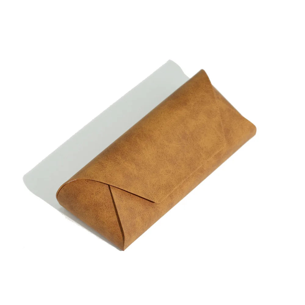 Portable Large Capacity Flocked Eyeglass Case Durable Handmade Leather Glasses Storage Pouch Lightweight Travel Eyewear Box Qme Orange