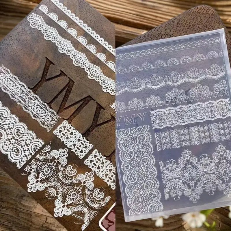 Silicone 3D Nail Moulds DIY Transparent Design Templates Lace Ribbon Qme