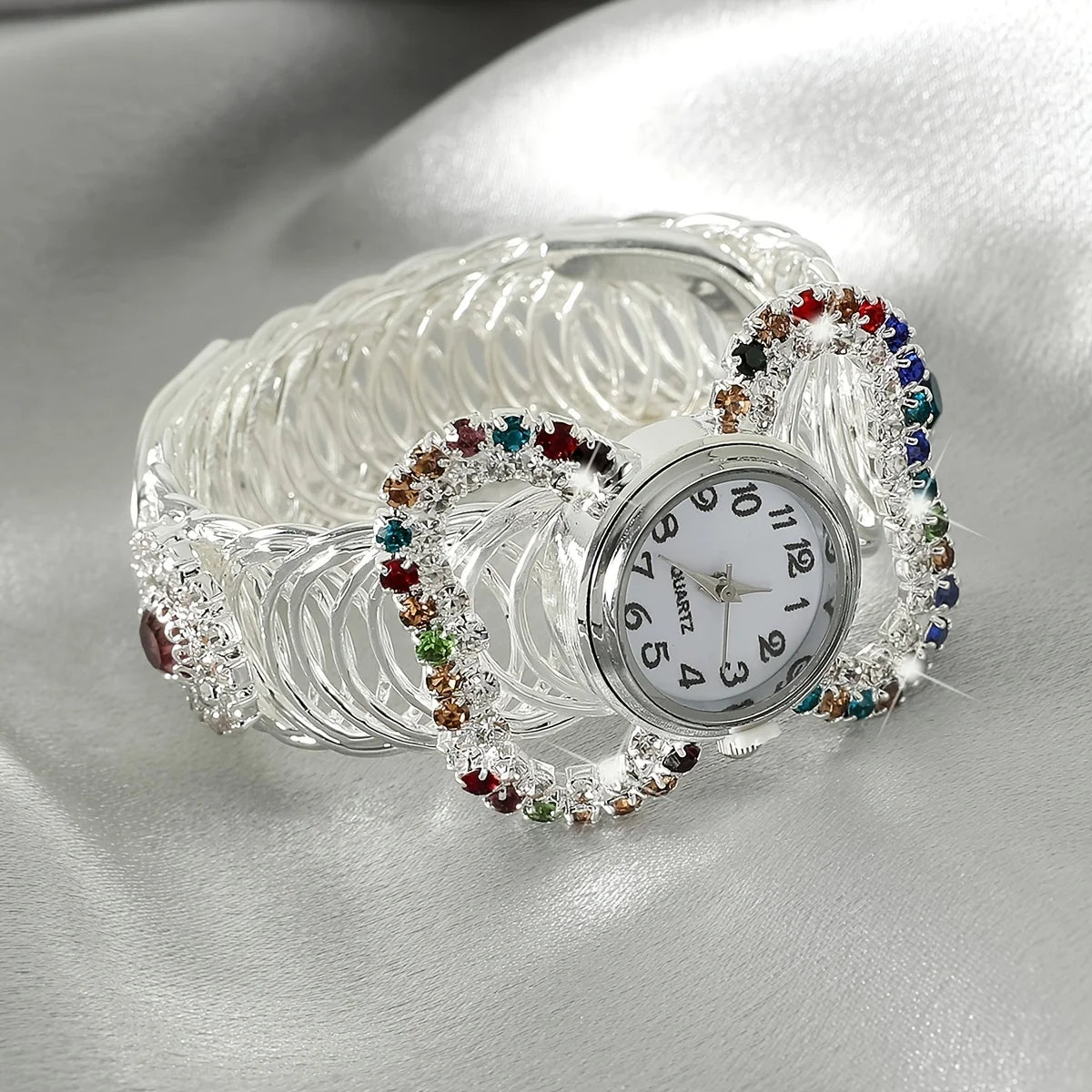 Women's Watch Baroque Rhinestone Quartz Cuff Bangle Watch Butterfly Shaped Analog Party Dress Wrist Watch Qme