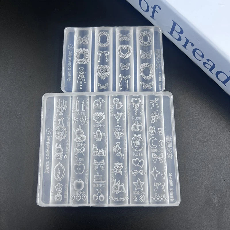 Silicone Nail Art Mold Cartoon Lace Bow Rabbit Cute Candle Moon Qme