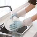 Wear Resistant Oil-proof Rubber Gloves Non-slip Household Cleaning Qme blue M