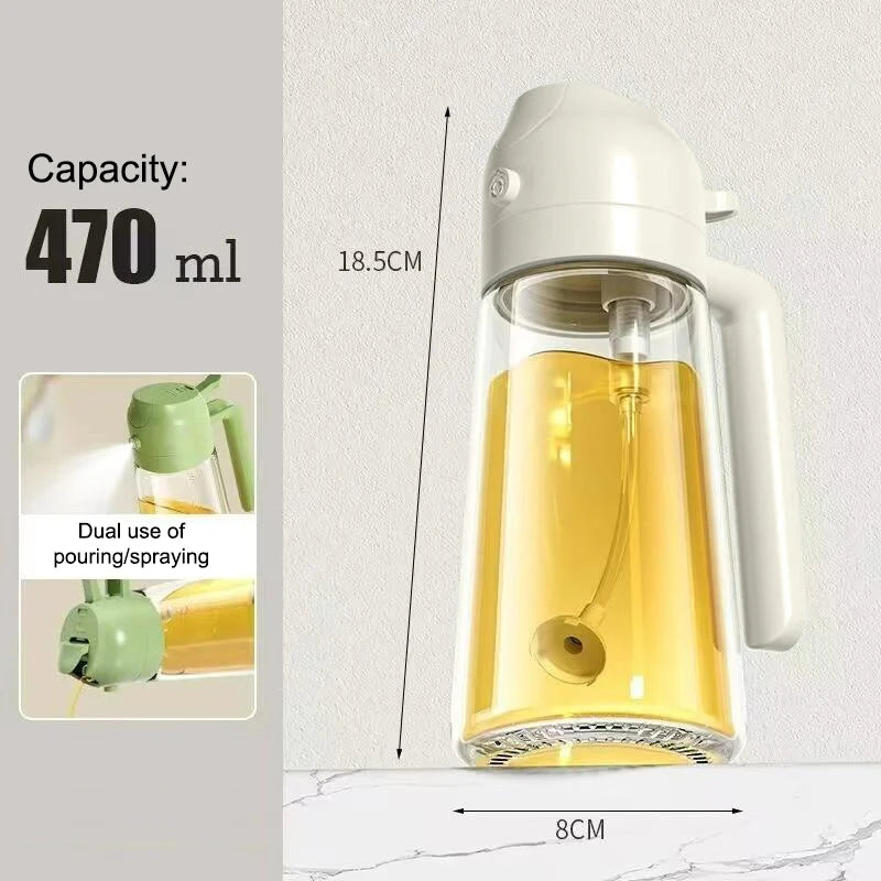 470 1 Oil Spray Bottle Pour Spout Leakproof Multifunctional Large Qme White