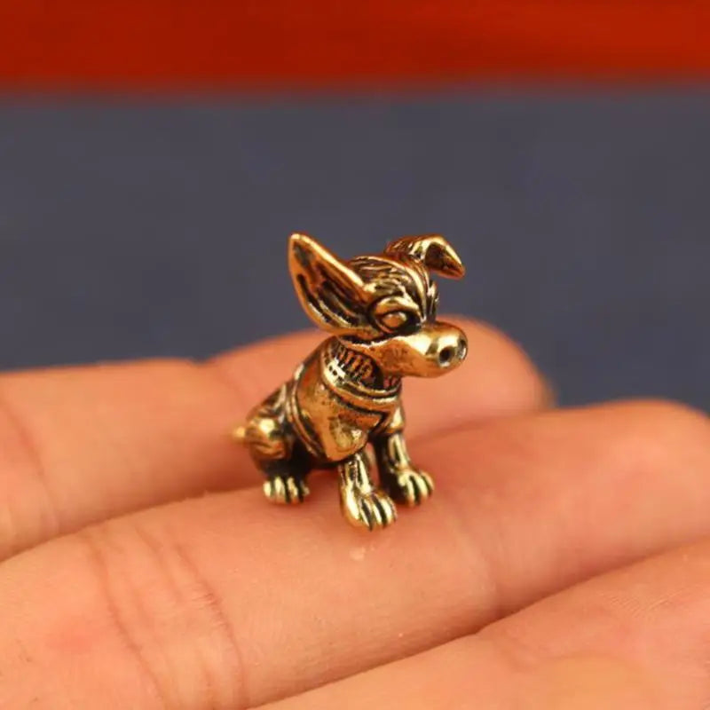 Bronze Sculpture Solid Copper Puppy Brass Ornaments Zodiac Dog Qme
