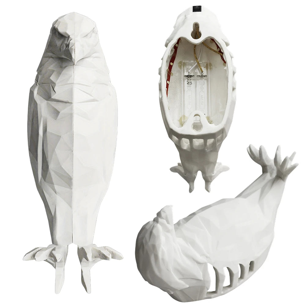 Resin Animal Statue Light Battery Operated 3D Printed Wall Decoration Lamp Owl Eagle Shape Projector Light Sconce Wall Art Decor Qme
