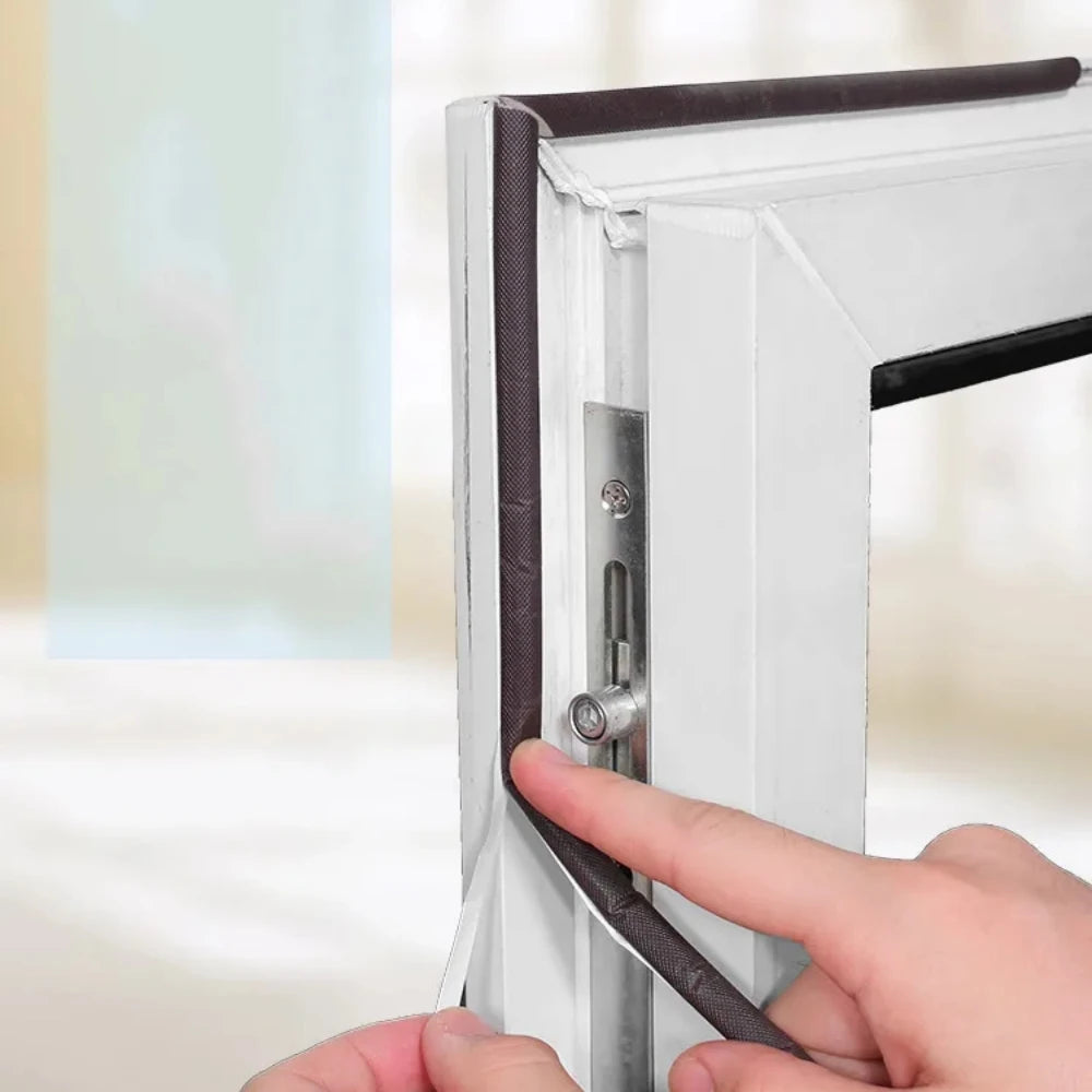 5M Door Window Sealing Strip Self-adhesive Soundproof Dustproof V-type Foam Sealing Tape Windproof Door Seal Gap Filler Qme