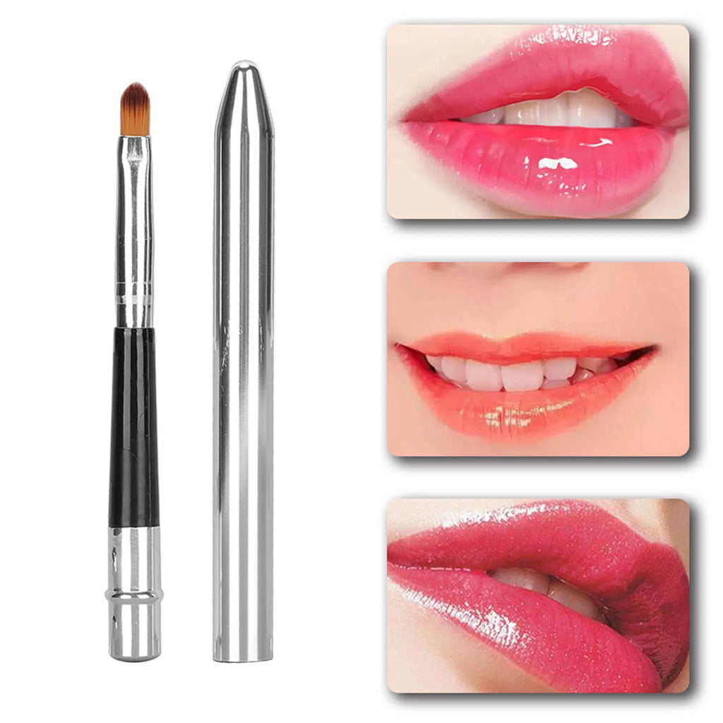 Lip Brush Ergonomic Extended Sealing Design Small Easy Cleaning Single Head Aluminium Tube Lipstick Brush Lip Gloss Brush Qme