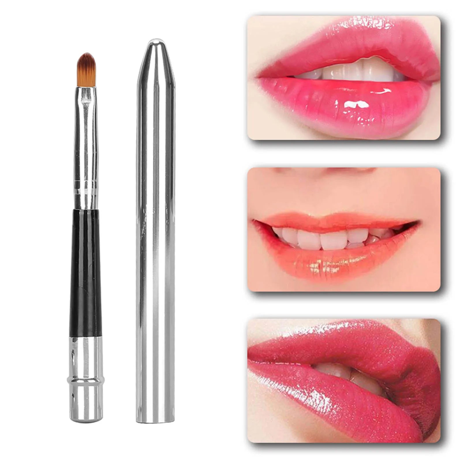 Lip Brush Ergonomic Extended Sealing Design Small Easy Cleaning Single Head Aluminium Tube Lipstick Brush Lip Gloss Brush Qme