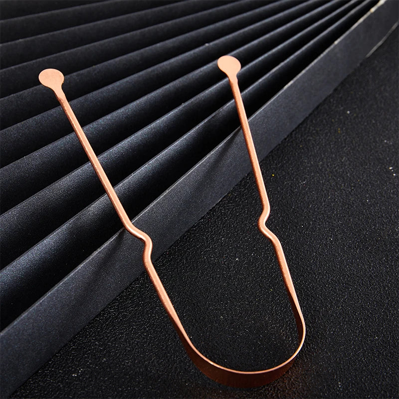 Simple Copper Tongue Scraper Cleaner Fresh Breath Dental Cleaning Qme